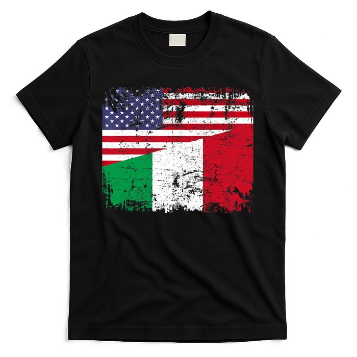 ITALIAN ROOTS | Half American Flag | USA ITALY FLAG TShirt T-Shirt