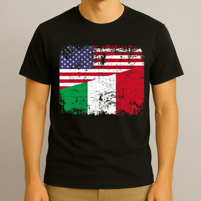 ITALIAN ROOTS | Half American Flag | USA ITALY FLAG TShirt T-Shirt