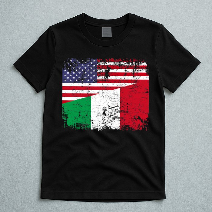 ITALIAN ROOTS | Half American Flag | USA ITALY FLAG TShirt T-Shirt