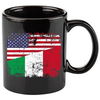 ITALIAN ROOTS | Half American Flag | USA ITALY FLAG TShirt 11oz C Handle Ceramic Mug