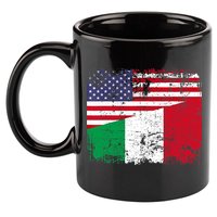 ITALIAN ROOTS | Half American Flag | USA ITALY FLAG TShirt 11oz C Handle Ceramic Mug