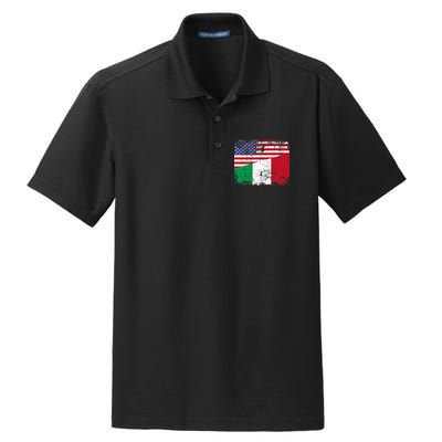 ITALIAN ROOTS | Half American Flag | USA ITALY FLAG TShirt Dry Zone Grid Polo