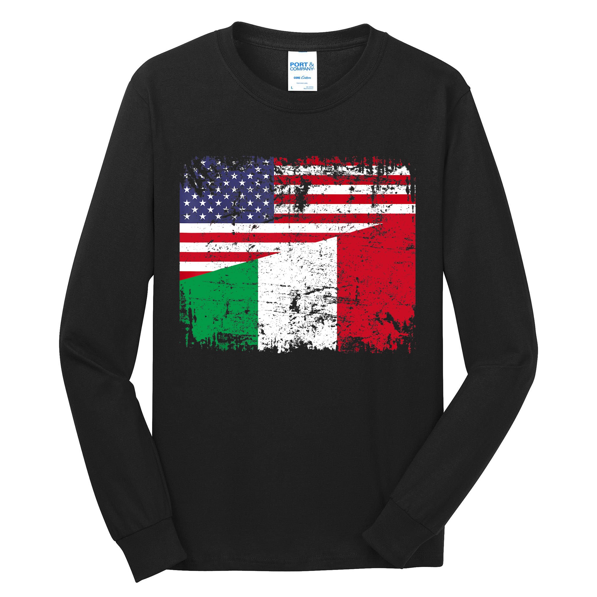 ITALIAN ROOTS | Half American Flag | USA ITALY FLAG TShirt Tall Long Sleeve T-Shirt