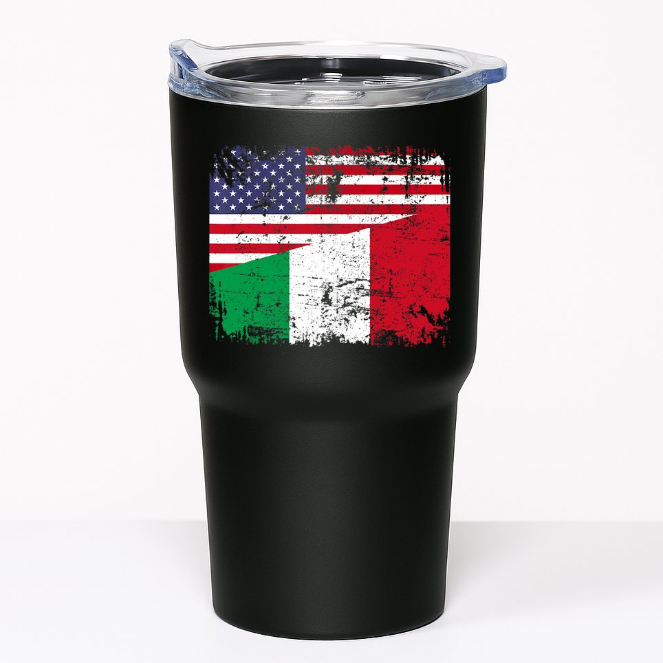 ITALIAN ROOTS | Half American Flag | USA ITALY FLAG TShirt Tumbler