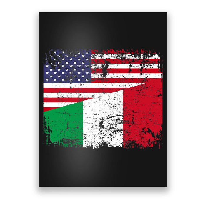 ITALIAN ROOTS | Half American Flag | USA ITALY FLAG TShirt Poster