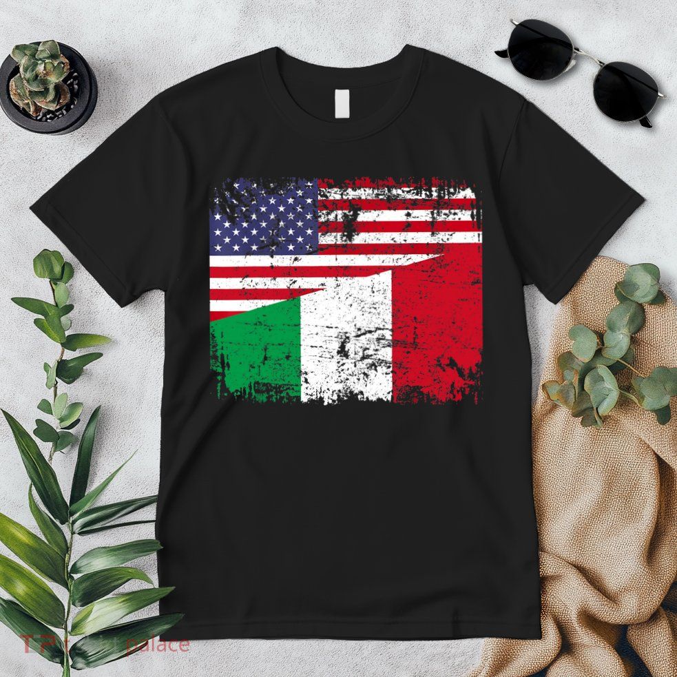 ITALIAN ROOTS | Half American Flag | USA ITALY FLAG TShirt Premium T-Shirt