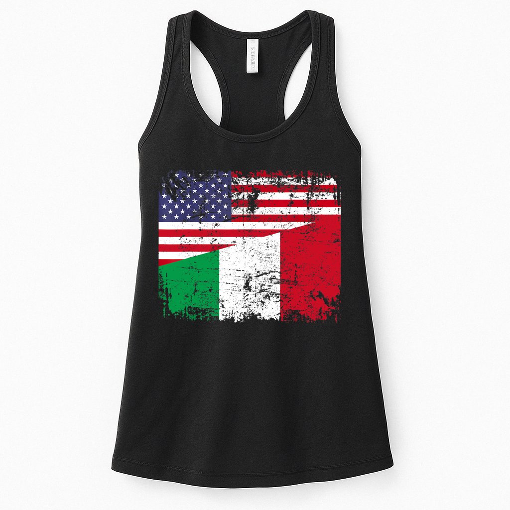ITALIAN ROOTS | Half American Flag | USA ITALY FLAG TShirt Womens Tank Top