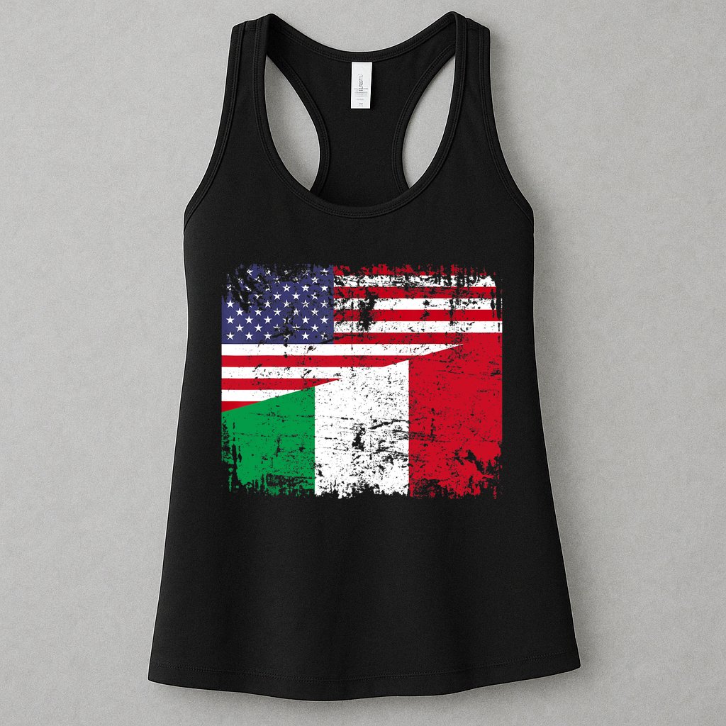 ITALIAN ROOTS | Half American Flag | USA ITALY FLAG TShirt Womens Tank Top
