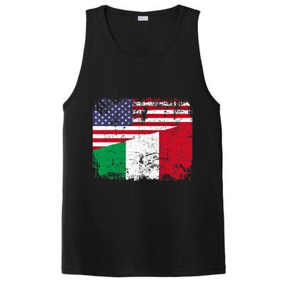 ITALIAN ROOTS | Half American Flag | USA ITALY FLAG TShirt PosiCharge Competitor Tank