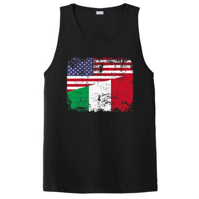 ITALIAN ROOTS | Half American Flag | USA ITALY FLAG TShirt PosiCharge Competitor Tank