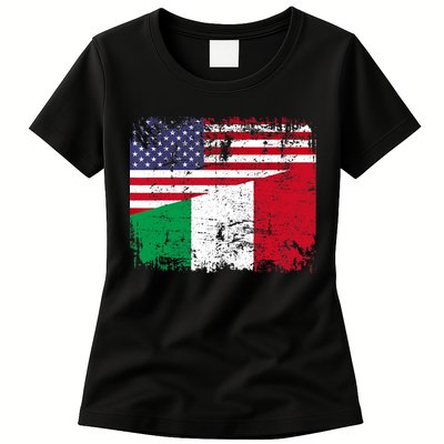 ITALIAN ROOTS | Half American Flag | USA ITALY FLAG TShirt Womens T-Shirt