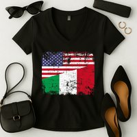 ITALIAN ROOTS | Half American Flag | USA ITALY FLAG TShirt Women's V-Neck T-Shirt