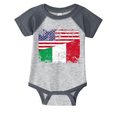 ITALIAN ROOTS | Half American Flag | USA ITALY FLAG TShirt Infant Baby Jersey Bodysuit