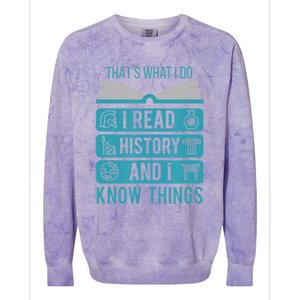 I Read History And Know Things Cute Book Lovers Colorblast Crewneck Sweatshirt