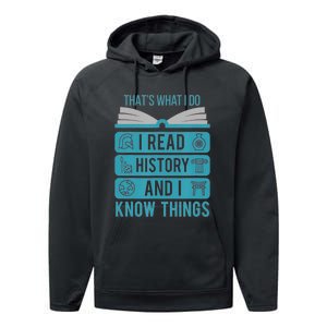 I Read History And Know Things Cute Book Lovers Performance Fleece Hoodie