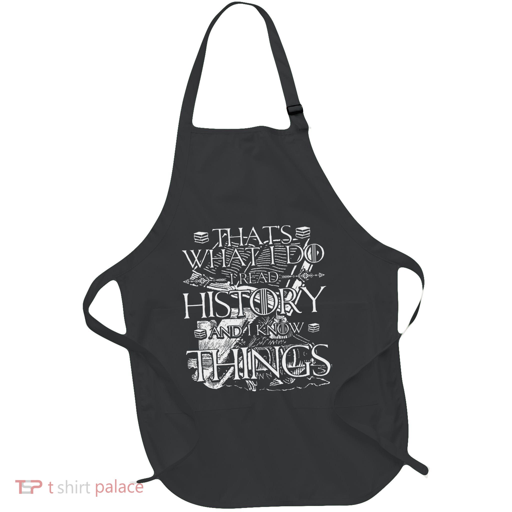I Read History And Know Things Cute Book Lovers Full-Length Apron With Pockets