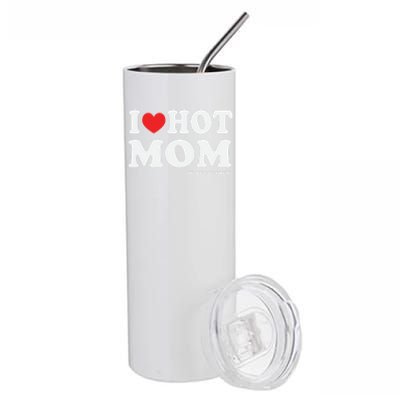 I Red Heart Love Hot Mom Of My Dad Husband Gift Stainless Steel Tumbler