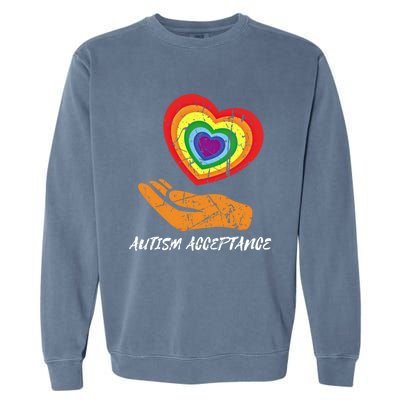 Infinity Rainbow Heart Design Acceptance Utism Gift Garment-Dyed Sweatshirt