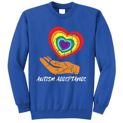 Infinity Rainbow Heart Design Acceptance Utism Gift Tall Sweatshirt