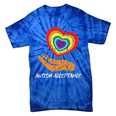 Infinity Rainbow Heart Design Acceptance Utism Gift Tie-Dye T-Shirt