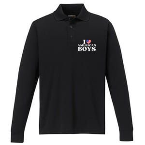 I Red Heart Usa America Performance Long Sleeve Polo