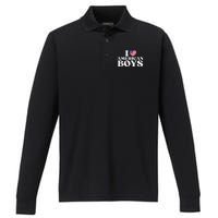 I Red Heart Usa America Performance Long Sleeve Polo