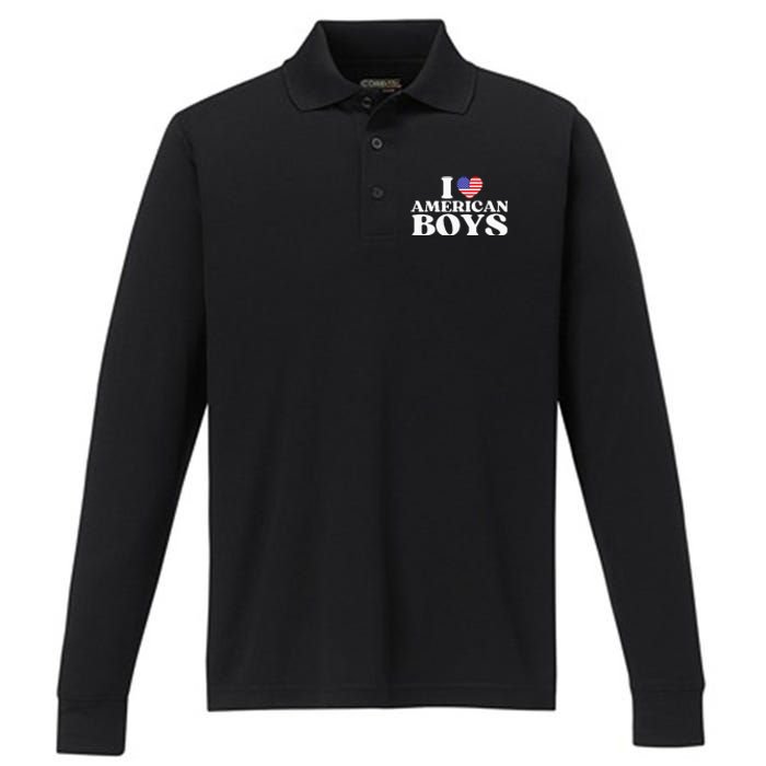 I Red Heart Usa America Performance Long Sleeve Polo