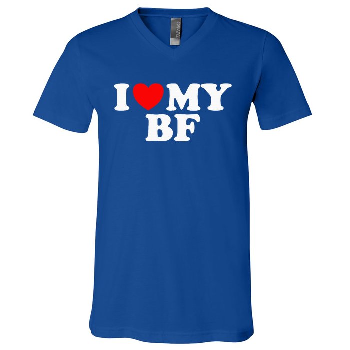 I Red Heart My Boyfriend Bf I Love My Boyfriend V-Neck T-Shirt