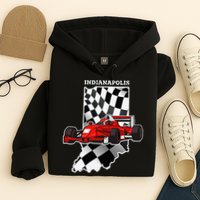 IndyCar Racing Indianapolis Map Checkered Flag Racer Hoodie