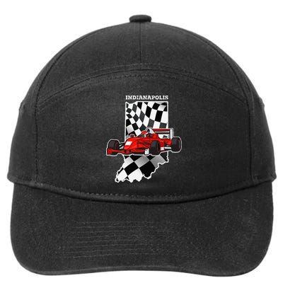 IndyCar Racing Indianapolis Map Checkered Flag Racer 7-Panel Snapback Hat