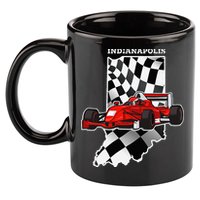 IndyCar Racing Indianapolis Map Checkered Flag Racer 11oz C Handle Ceramic Mug