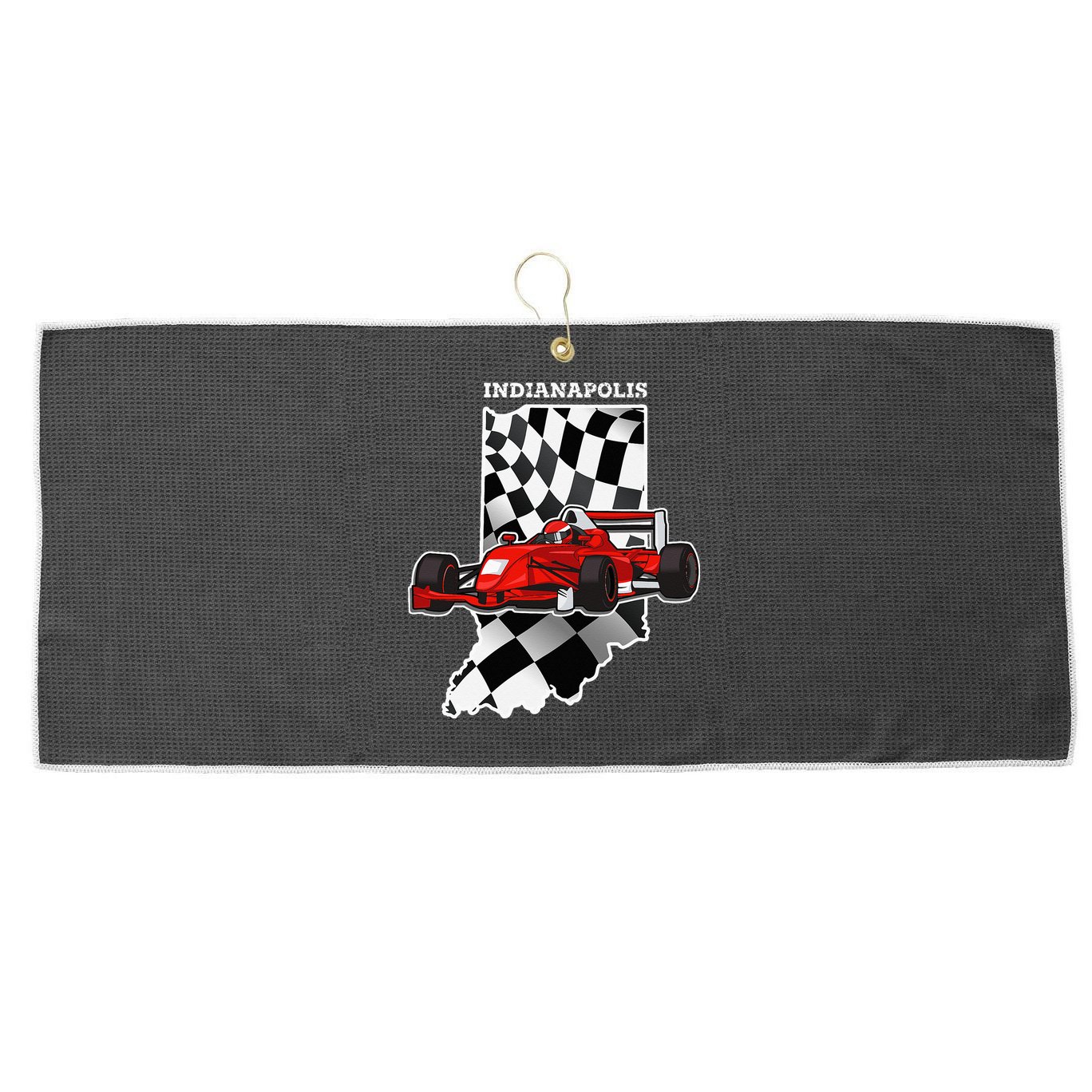 IndyCar Racing Indianapolis Map Checkered Flag Racer Large Microfiber Waffle Golf Towel