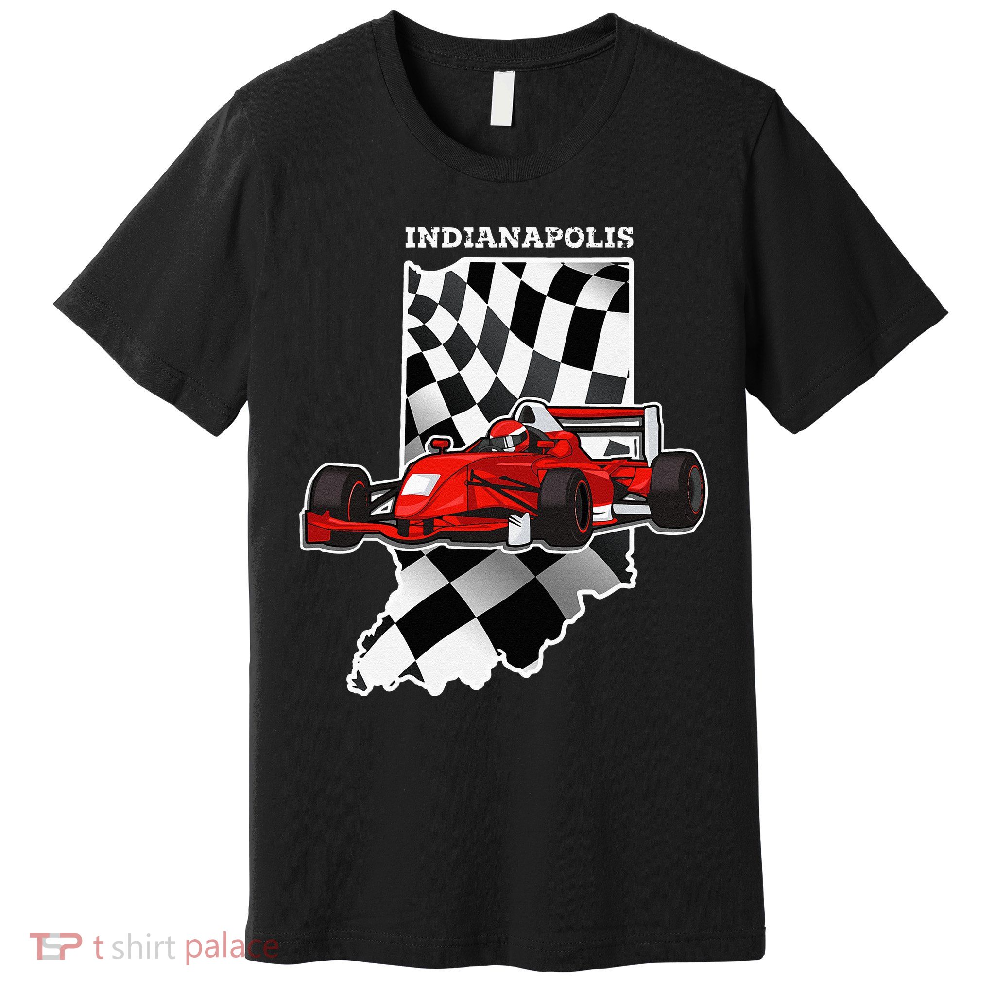 IndyCar Racing Indianapolis Map Checkered Flag Racer Premium T-Shirt