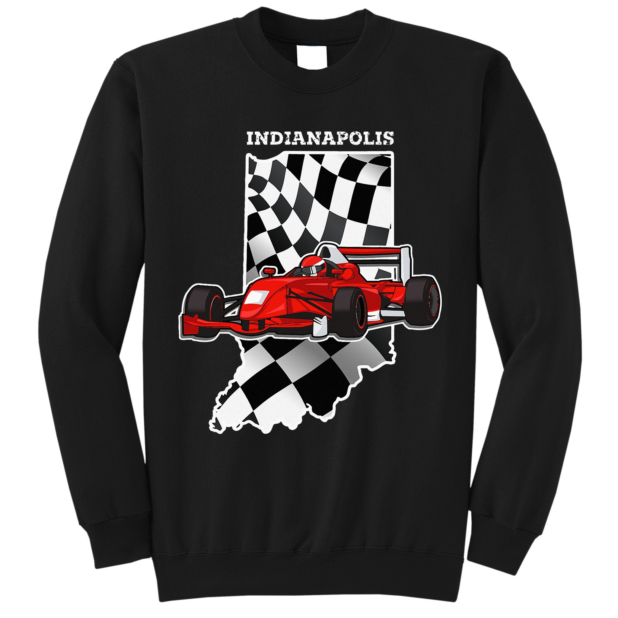 IndyCar Racing Indianapolis Map Checkered Flag Racer Tall Sweatshirt