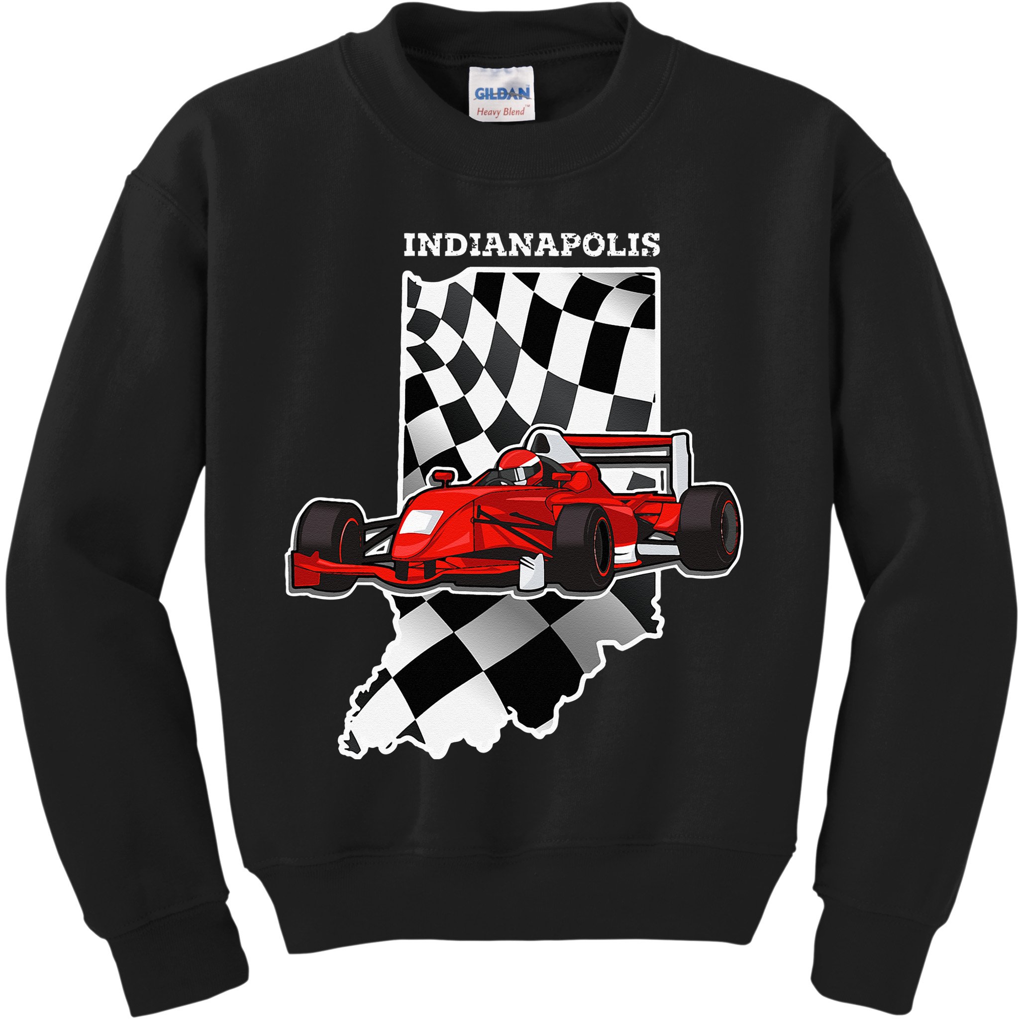 IndyCar Racing Indianapolis Map Checkered Flag Racer Kids Sweatshirt