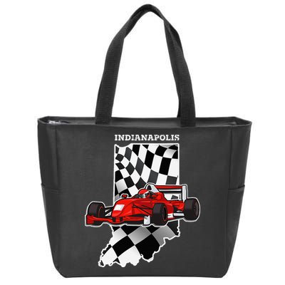 IndyCar Racing Indianapolis Map Checkered Flag Racer Zip Tote Bag