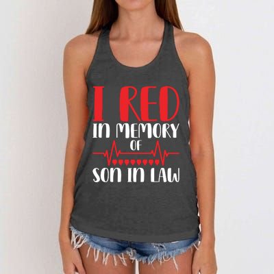 I Red In Memory Of Son In Law T S Women's Knotted Racerback Tank