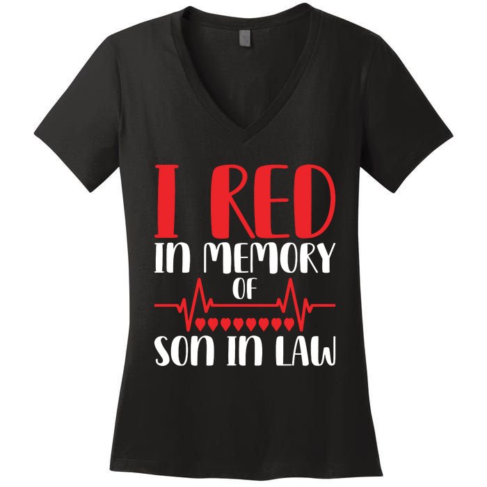 I Red In Memory Of Son In Law T S Women's V-Neck T-Shirt