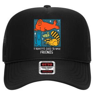 I Really Is Good To Have Friends Rocket & Friends Rocket Lylla Floor High Crown Mesh Back Trucker Hat