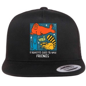 I Really Is Good To Have Friends Rocket & Friends Rocket Lylla Floor Flat Bill Trucker Hat