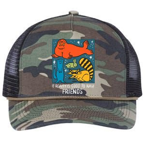 I Really Is Good To Have Friends Rocket & Friends Rocket Lylla Floor Retro Rope Trucker Hat Cap