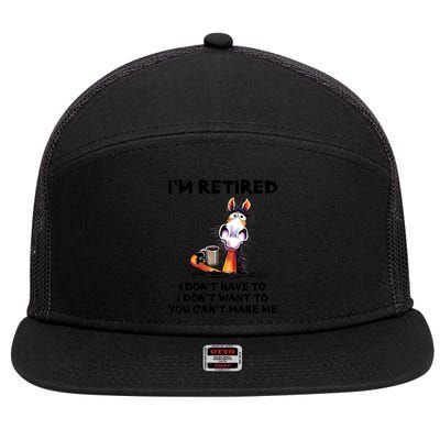 Im Retired I Dont Have To I Dont Want To Horse 7 Panel Mesh Trucker Snapback Hat