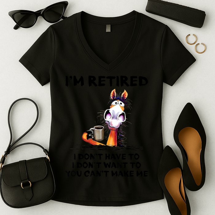 Im Retired I Dont Have To I Dont Want To Horse Women's V-Neck T-Shirt