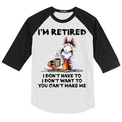 Im Retired I Dont Have To I Dont Want To Horse Kids Colorblock Raglan Jersey