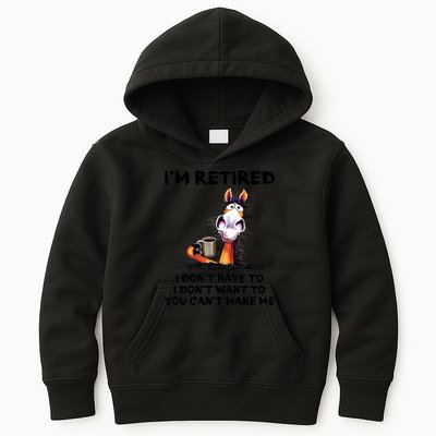 Im Retired I Dont Have To I Dont Want To Horse Kids Hoodie
