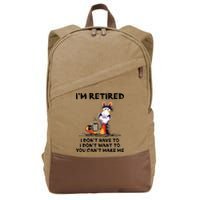 Im Retired I Dont Have To I Dont Want To Horse Cotton Canvas Backpack