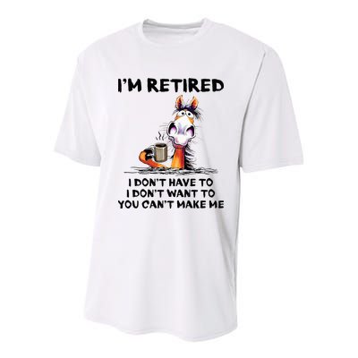 Im Retired I Dont Have To I Dont Want To Horse Youth Performance Sprint T-Shirt