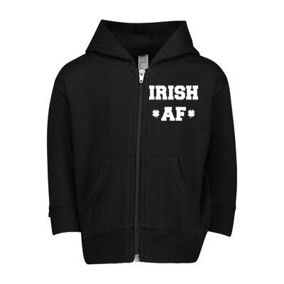 Irish AF St Patrick's Day Clover Toddler Zip Fleece Hoodie