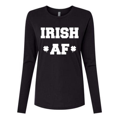 Irish AF St Patrick's Day Clover Womens Cotton Relaxed Long Sleeve T-Shirt