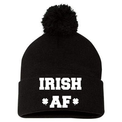 Irish AF St Patrick's Day Clover Pom Pom 12in Knit Beanie